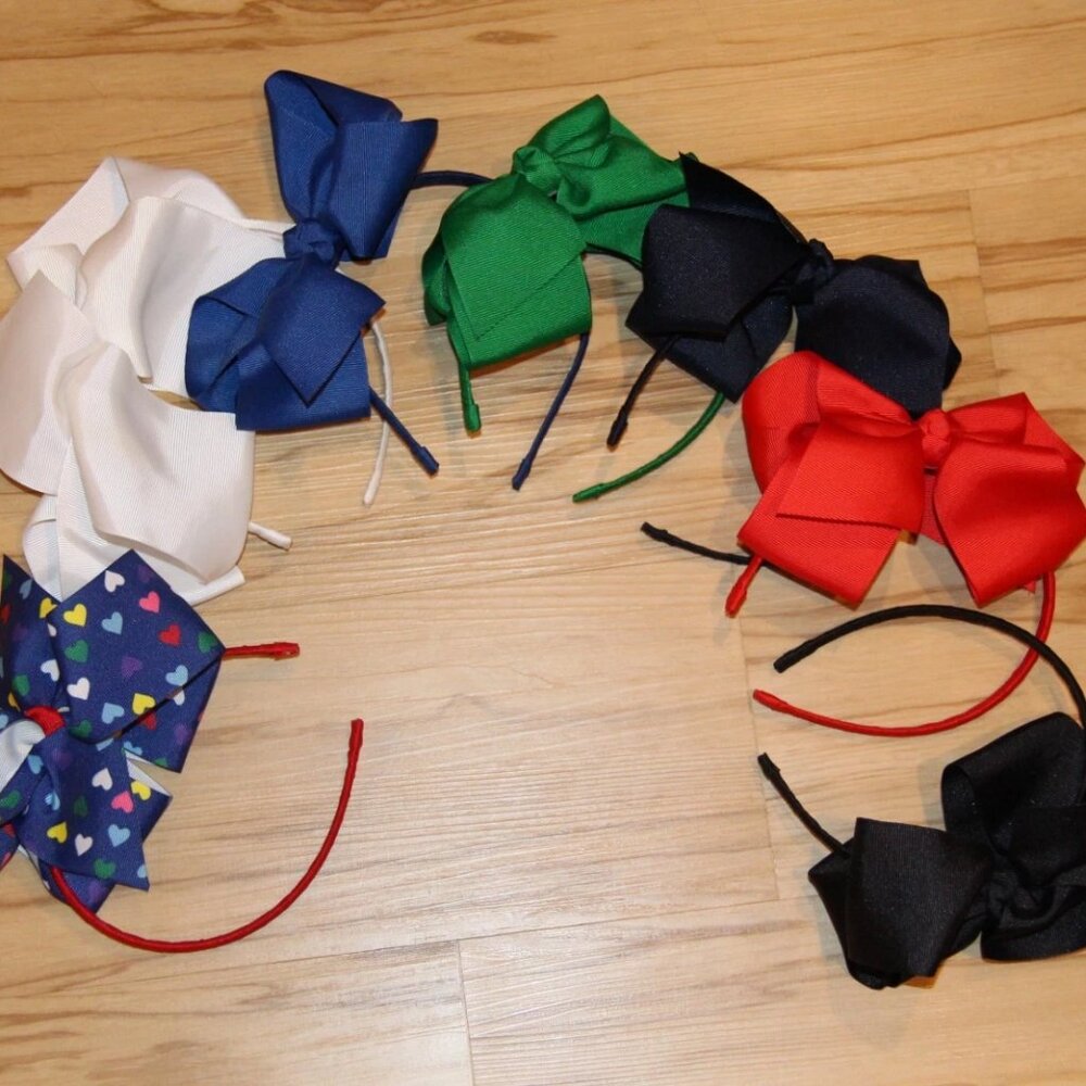 Seven (7) Hanna Andersson Big Ribbon Headbands; One Size